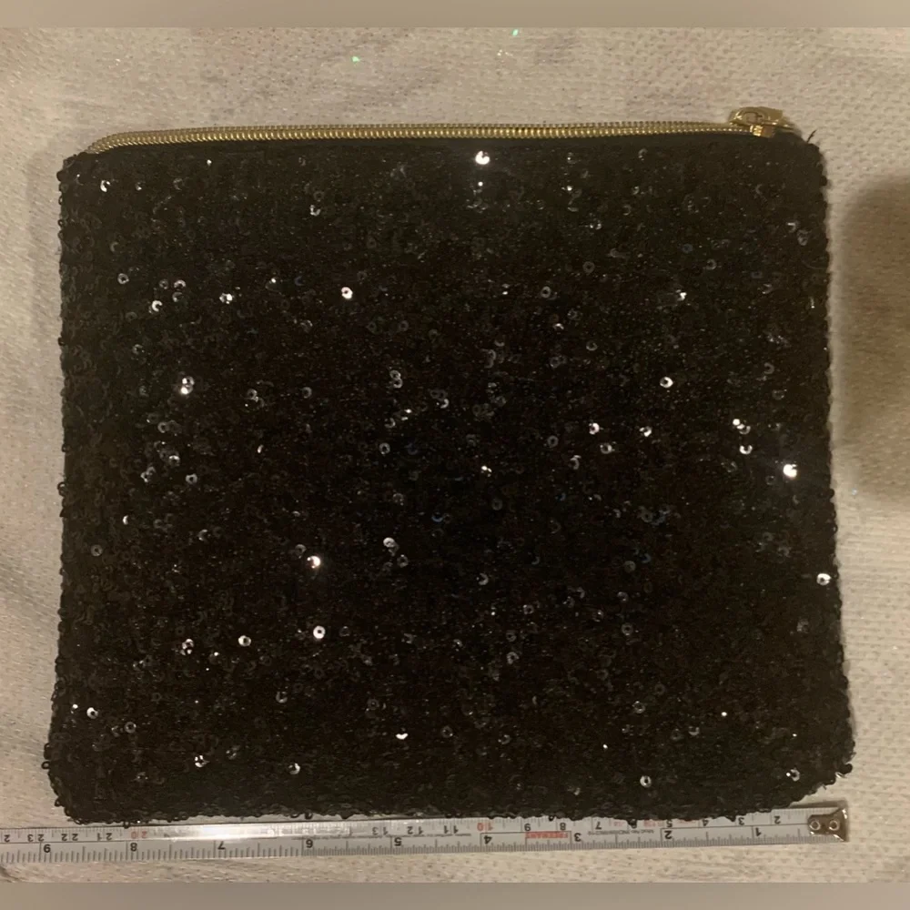 KESTREL Black Sequin Sparkling Make up bag NWOT